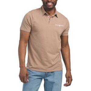 KENNETH COLE Taupe Pocket Polo